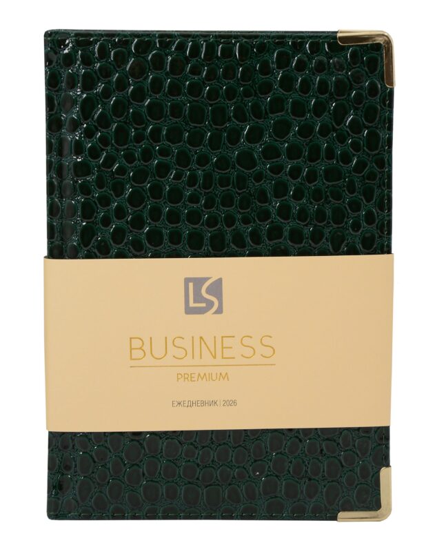 Ежедневник датированный 2026 год, А5, 176 листов, "Business Premium. Lizard", зеленый