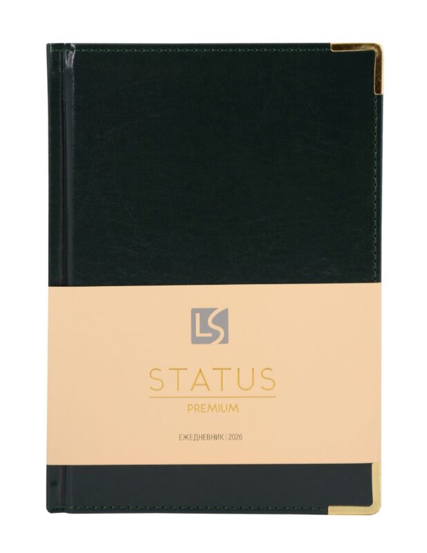 Ежедневник датированный 2026 год, А5, 176 листов, "Status", темно-зеленый