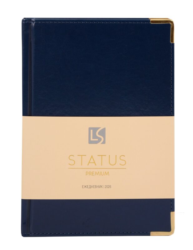 Ежедневник датированный 2026 год, А5, 176 листов, "Status", темно-синий
