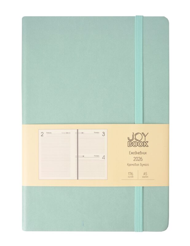 Ежедневник датированный 2026 год, А5, 176 листов, "Joy Book", мятное мороженое