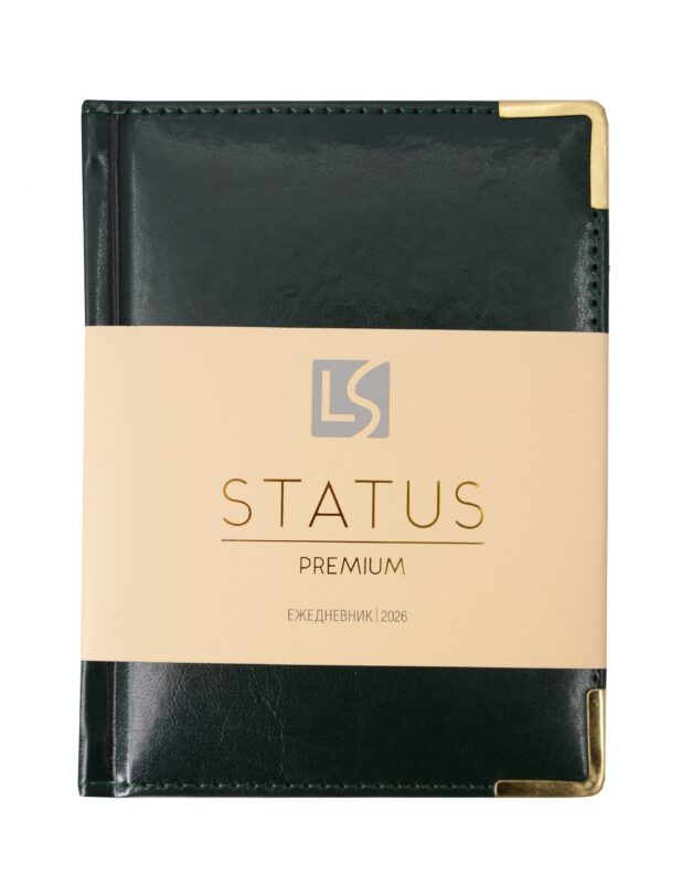 Ежедневник датированный 2026 год, А6, 176 листов, "Status", темно-зеленый