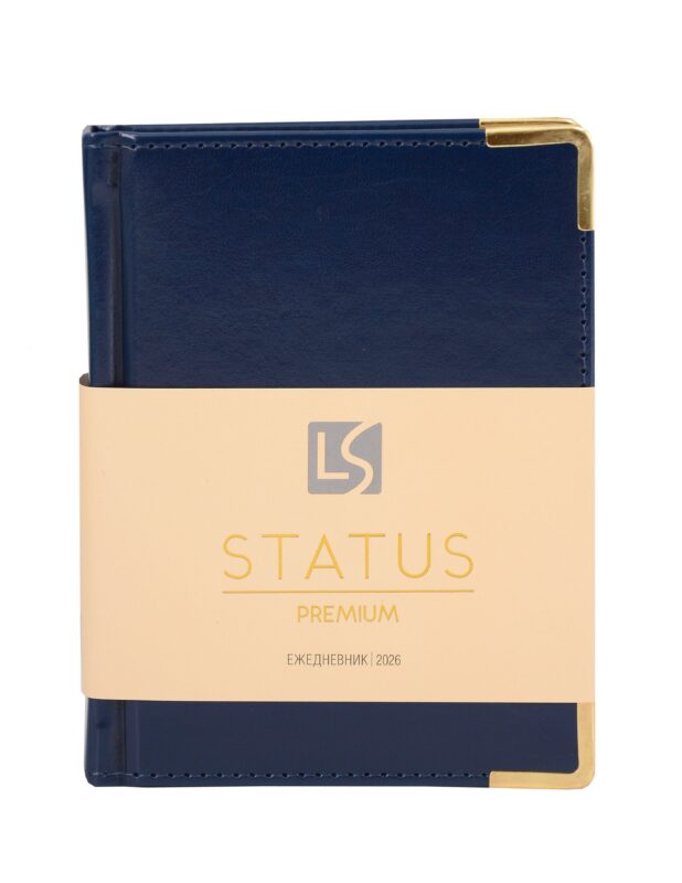 Ежедневник датированный 2026 год, А6, 176 листов, "Status", темно-синий
