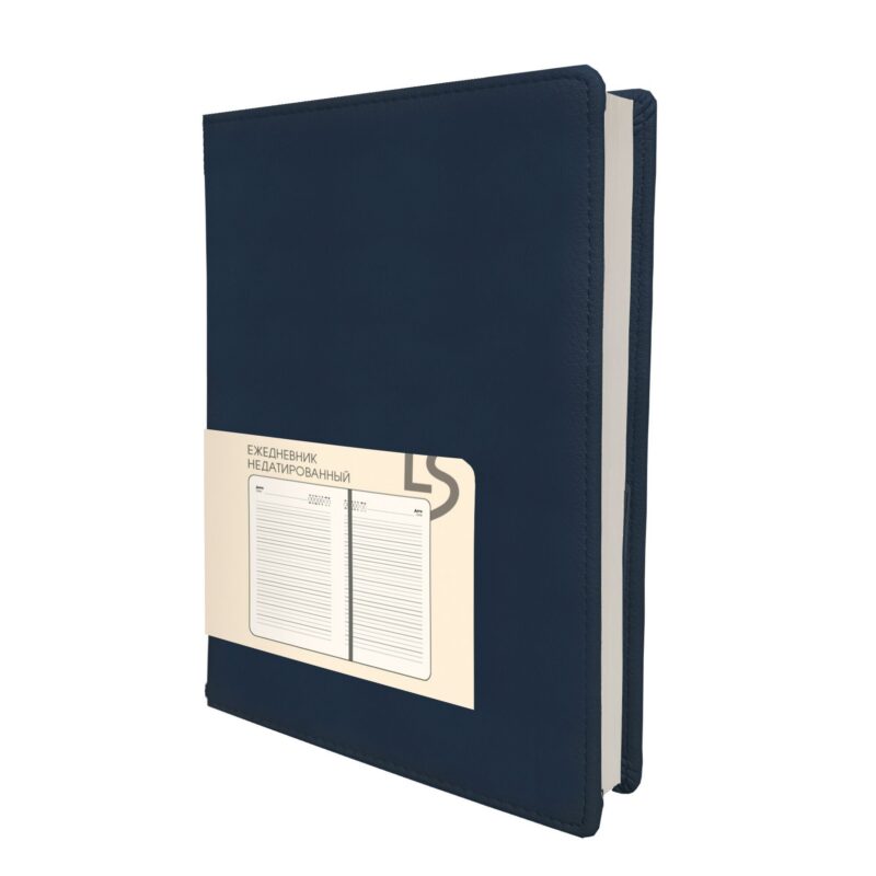 Ежедневник недат. А5 136л "MAPLE" синий, 7Б, иск.кожа, обл.поролон, тв.переплет, тонир.блок, скругл.углы, ляссе, инд.уп