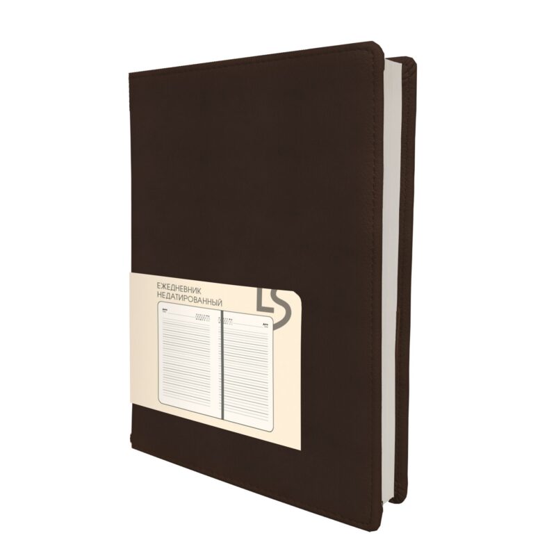 Ежедневник недат. А5 136л "MAPLE" коричневый, 7Б, иск.кожа, обл.поролон, тв.переплет, тонир.блок, скругл.углы, ляссе, инд.уп