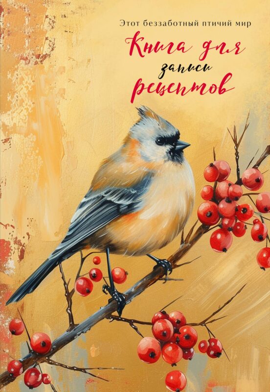 Книга для записи кул.рецептов А5 "Птица с красными ягодами"