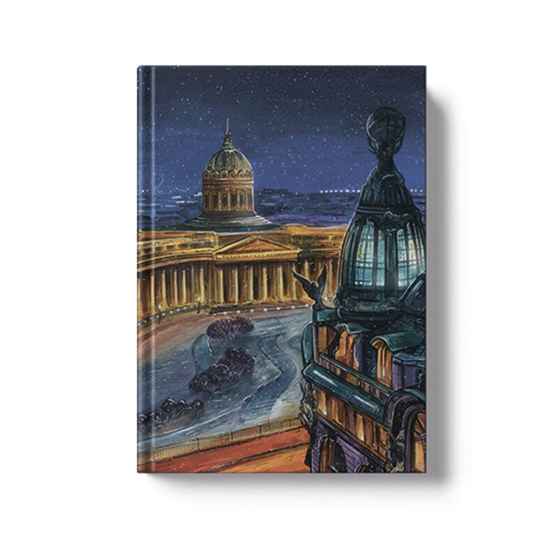 Книга для записей А5 128л кл. "ГРЕЗЫ. Вечер. Питер." интегр.переплет, ламинация Soft Touch, тисн. Фольгой "Голография", офсет