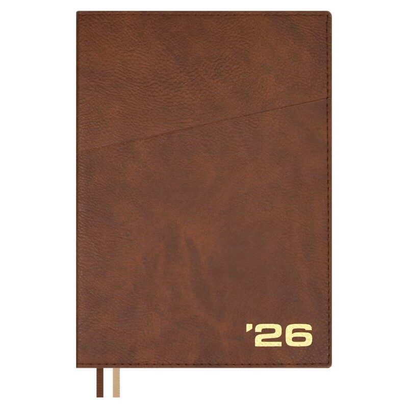 Ежедневник датированный 2026 год, А5+, 176 листов, "Шеврет", бордовый, внутренний блок в клетку