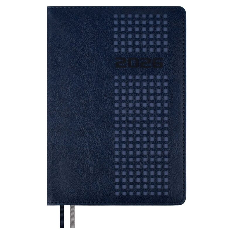 Ежедневник датированный 2026 год, А5, 176 листов, "Шевро", синий