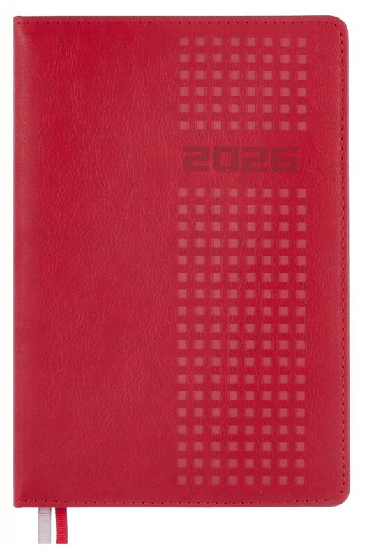 Ежедневник датированный 2026 год, А5, 176 листов, "Шевро", красный