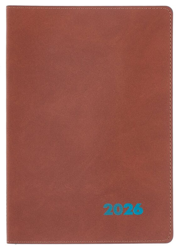 Еженедельник датированный 2026 год, А5+, 80 листов, "Нубук", коричневый