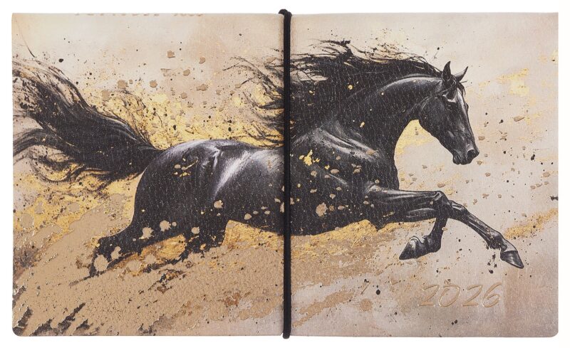 Планинг датированный 2026 год, 64 листа, 175х105 мм "Наппа. Конь", кожзам