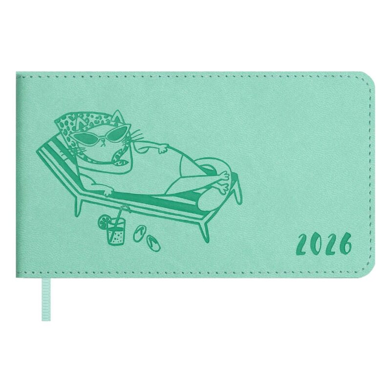 Еженедельник датированный 2026 год, 64 листа, 150x87 мм "Виннер", мятный