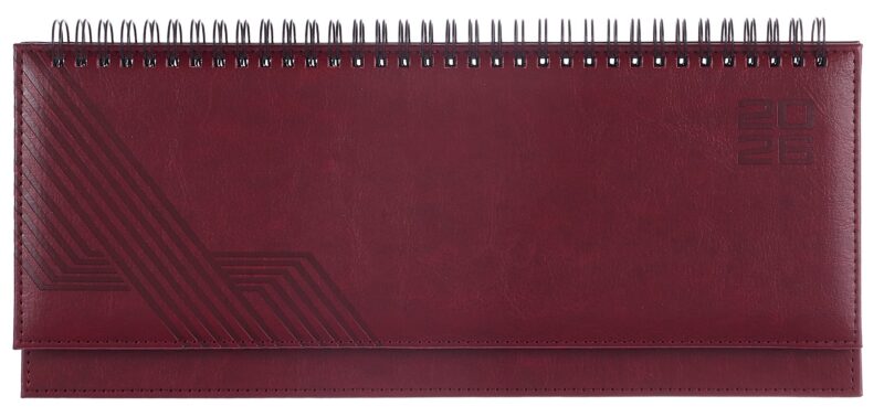 Планинг датированный 2026 год, 64 листа, 310x130 мм "Сариф", бордовый, кожзам