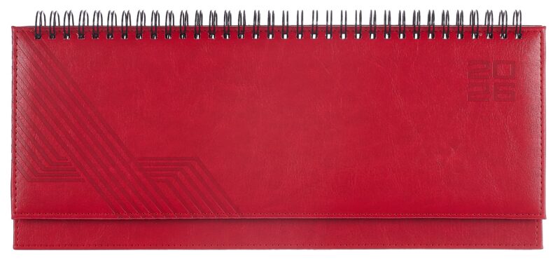 Планинг датированный 2026 год, 64 листа, 310x130 мм "Сариф", красный, кожзам