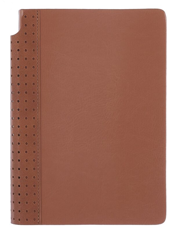 Ежедневник недат. А5 160л "Сариф" бежевый, иск.кожа, тв.переплет, перфорация, место для ручки, офсет, справ.мат-лы, закругл.углы, ляссе, инд.уп