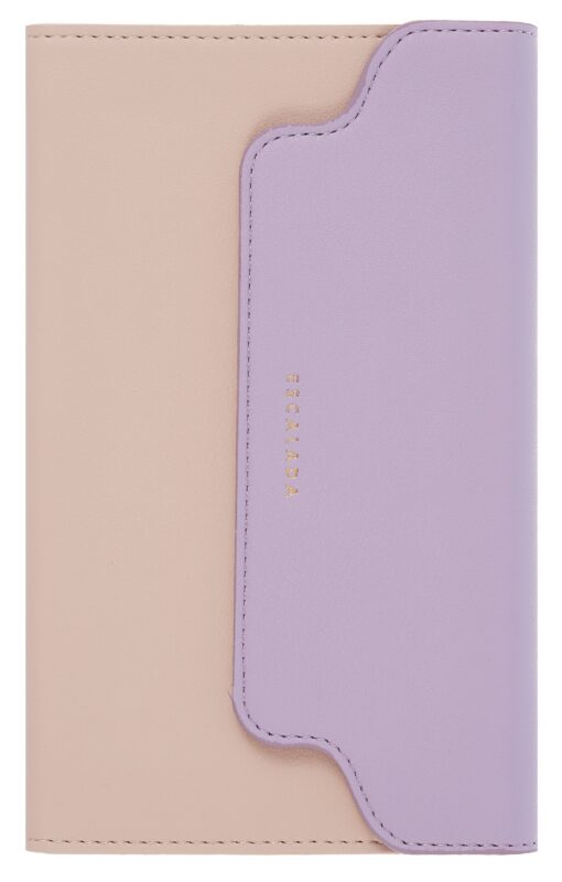 Ежедневник недат. А6+ 120л "Плезир" беж. и сиреневый, кожзам, тв.переплет, тисн.фольгой, закругл.углы, офсет, справ.мат-лы, ляссе, инд.уп
