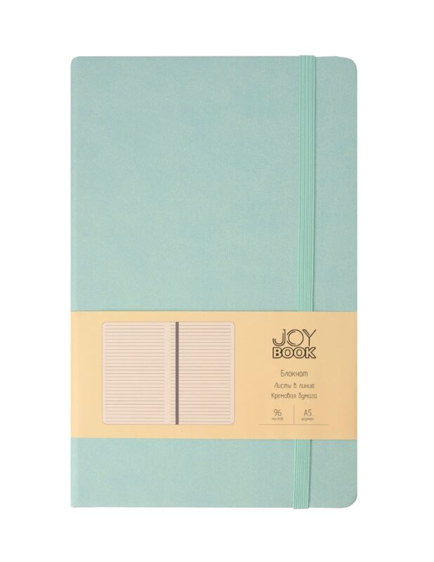 Книга для записей А5 96л лин. "Joy Book. Сахарный лед" иск.кожа, тонир.блок, скругл.углы, ляссе, резинка, карман на задн.форзаце
