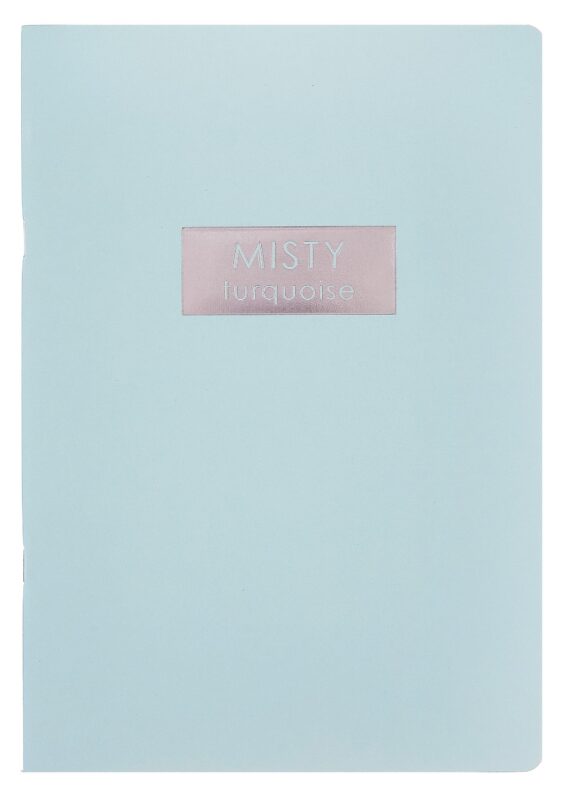Тетрадь А4- 48л кл. "Misty Turquoise" скрепка, мел.картон, печ.пантон, ламинация soft touch, тиснение фольгой