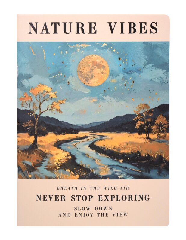 Тетрадь А4- 40л кл. "JANE. Nature Vibes" скрепка, мел.картон, мат.ламинация, тиснение фольгой