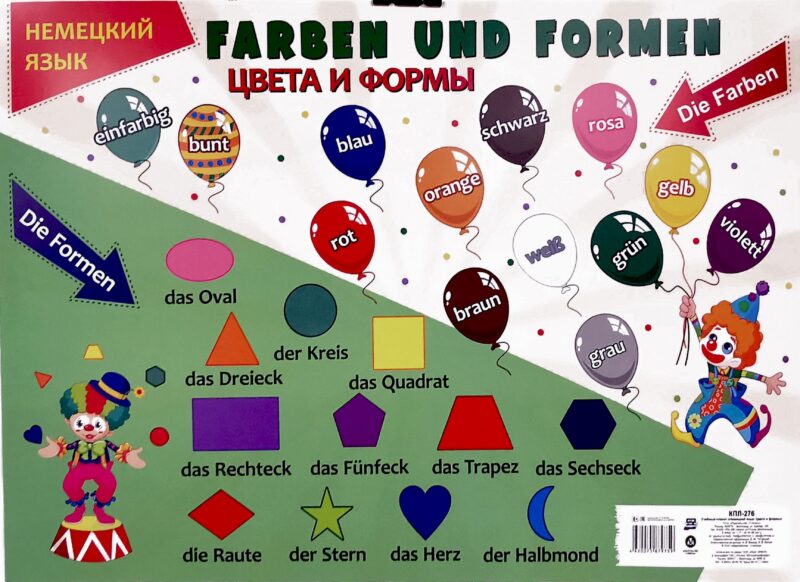 Немецкий язык. Цвета и формы. Учебный плакат (Формат А2)