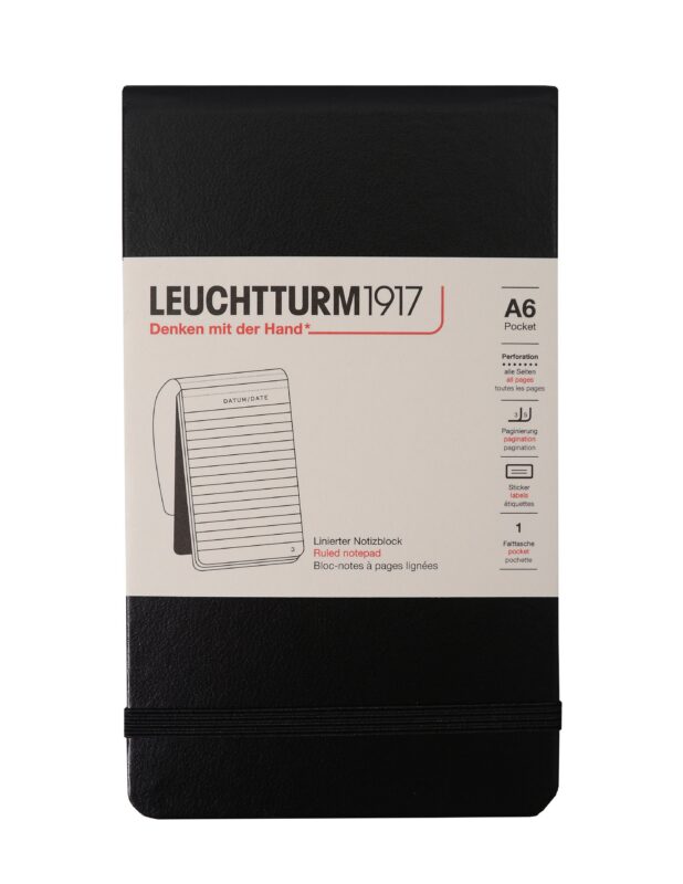 Записная книжка A6, 62 листа в линейку "Portrait Pocket", твердая обложка, черный, Leuchtturm1917