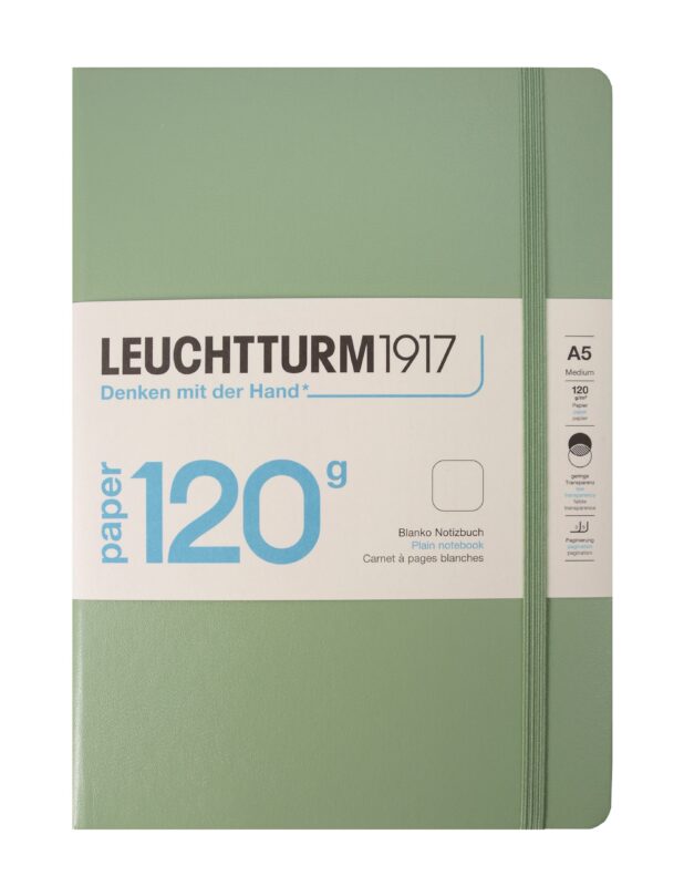 Книга для записей A5, 100 листов, нелинованная "Edition 120G", твердая обложка, шалфей, Leuchtturm1917