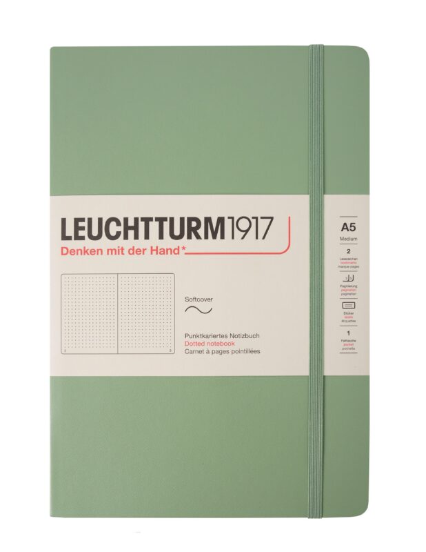 Книга для записей A5, 61 лист в точку "Classic", мягкая обложка, шалфей, Leuchtturm1917