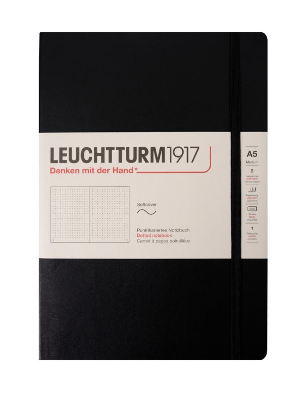 Книга для записей A5, 61 лист в точку "Classic", мягкая обложка, черный, Leuchtturm1917
