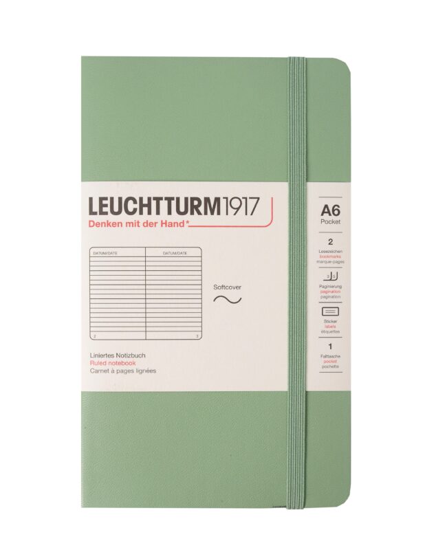 Записная книжка A6, 61 лист в линейку "Classic", мягкая обложка, шалфей, Leuchtturm1917