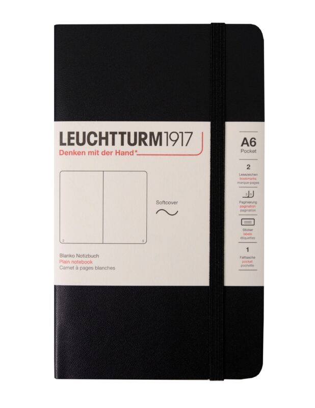 Записная книжка A6, 61 лист, нелинованная "Classic", мягкая обложка, черный, Leuchtturm1917