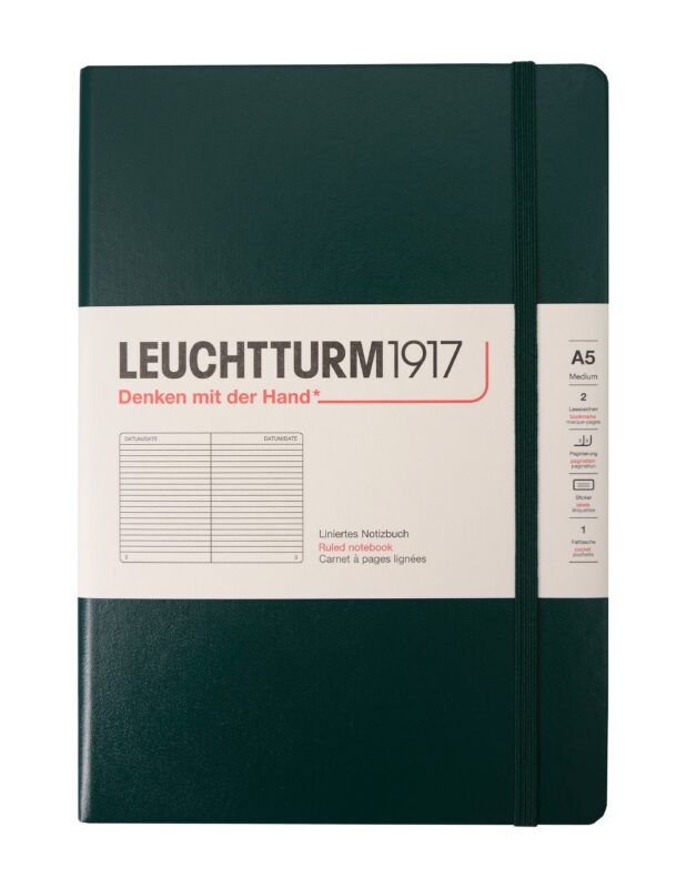 Книга для записей A5, 125 листов в линейку "Medium", твердая обложка, Зеленый лес, Leuchtturm1917