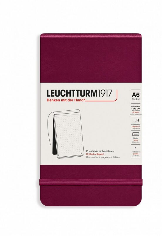 Записная книжка A6, 92 листа в точку "Portrait Pocket", твердая обложка, красный портвейн, Leuchtturm1917