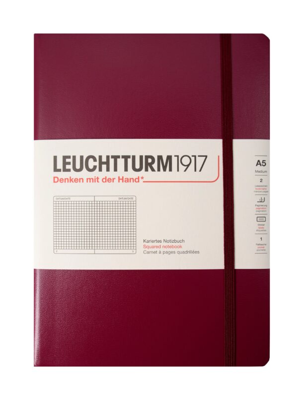 Книга для записей A5, 125 листов в клетку "Classic", твердая обложка, красный портвейн, Leuchtturm1917
