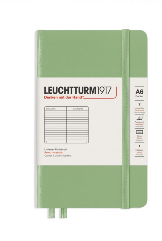 Записная книжка A6, 93 листа в линейку "Classic", твердая обложка, шалфей, Leuchtturm1917