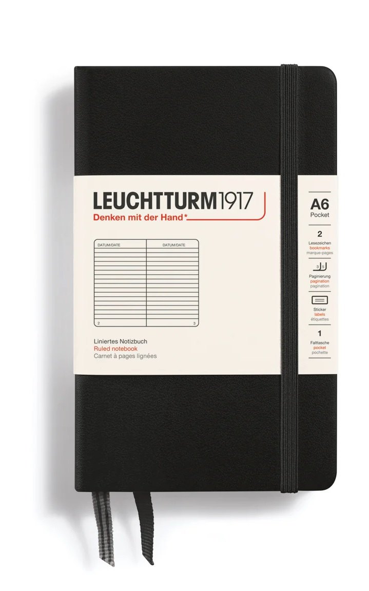 Записная книжка A6, 93 листа в линейку "Classic", твердая обложка, черный, Leuchtturm1917