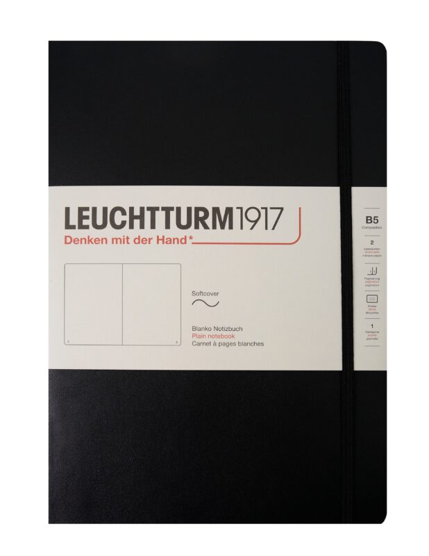 Книга для записей B5, 61 лист, нелинованная "Classic", мягкая обложка, черный, Leuchtturm1917