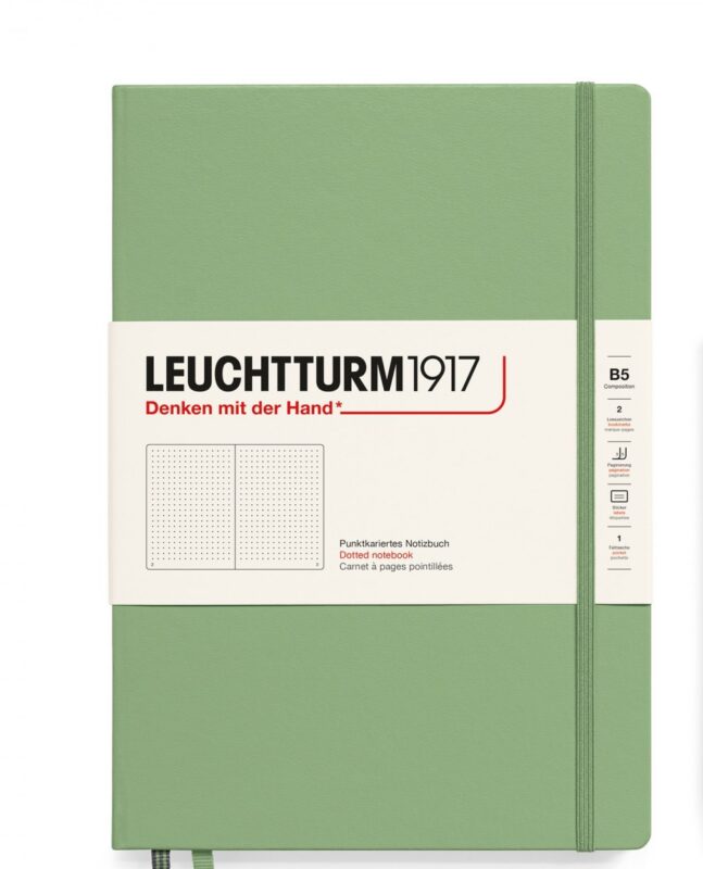 Книга для записей B5, 109 листов в точку "Composition", твердая обложка, Зеленый Шалфей, Leuchtturm1917