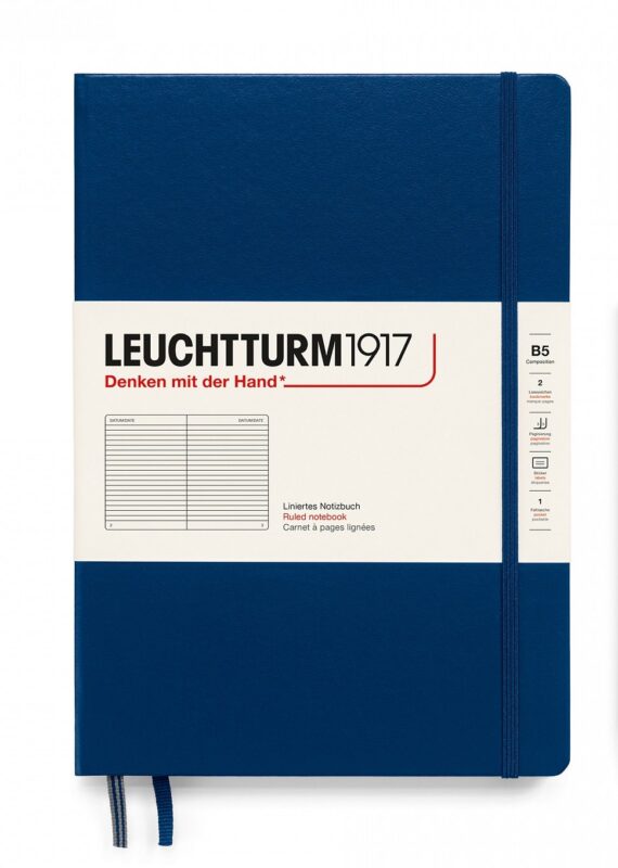 Книга для записей B5, 109 листов в линейку "Composition"твердая обложка, Синий Неви, Leuchtturm1917