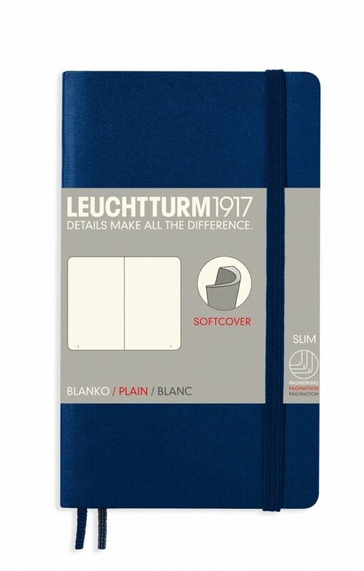 Записная книжка A6, 61 лист, нелинованная "Classic", мягкая обложка, синий неви, Leuchtturm1917