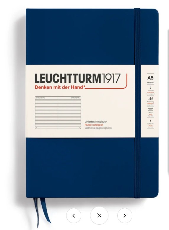 Книга для записей A5, 125 листов в линейку "Classic", твердая обложка, цвет синий неви, Leuchtturm1917