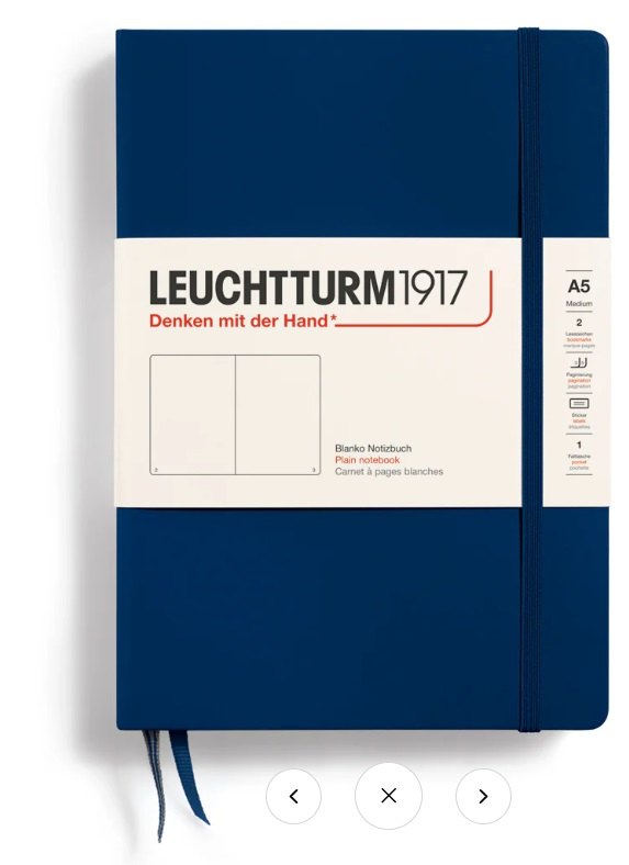 Книга для записей A5, 125 листов, нелинованная "Classic", твердая обложка, цвет синий неви, Leuchtturm1917