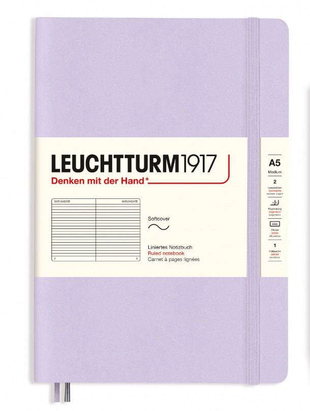 Книга для записей A5, 61 лист в линейку "Smooth Colours", мягкая обложка, цвет сиреневый, Leuchtturm1917