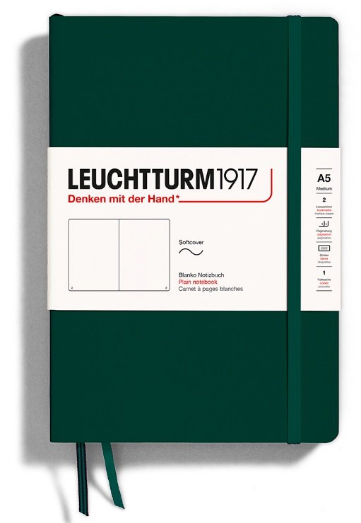 Книга для записей A5, 61 лист, нелинованная "Medium", мягкая обложка, цвет Зеленый лес, Leuchtturm1917