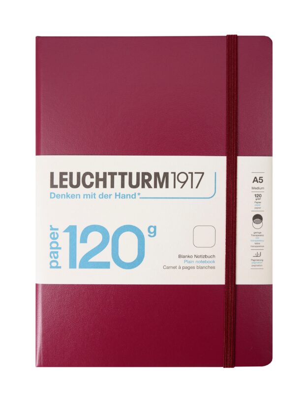 Книга для записей A5, 100 листов, нелинованная "Edition 120G", твердая обложка, цвет красный портвейн, Leuchtturm1917