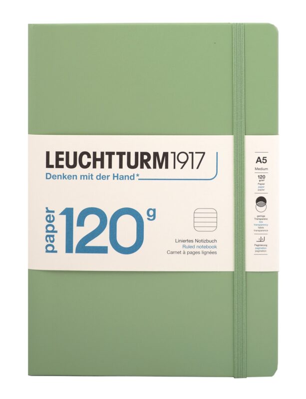 Книга для записей A5, 100 листов в линейку "Edition 120G", твердая обложка, цвет шалфей, Leuchtturm1917