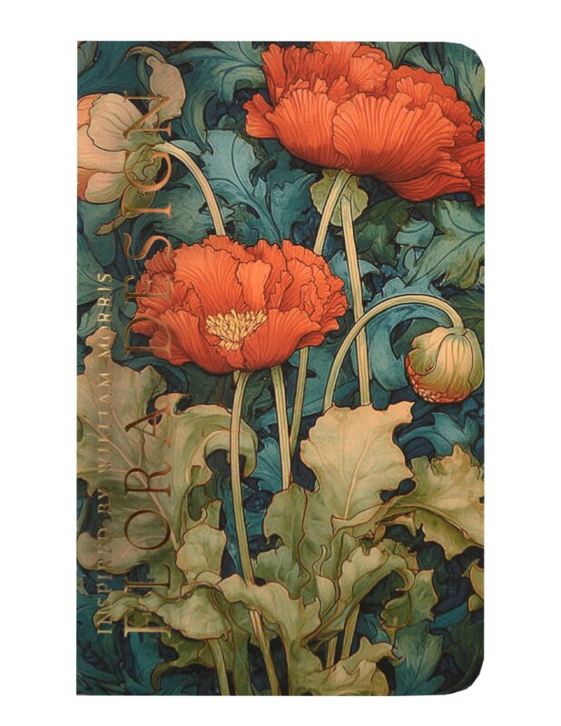 Книга для записей 130*210 32л "FLORA DESIGN. Inspired by William Morris (красные маки)" скрепка