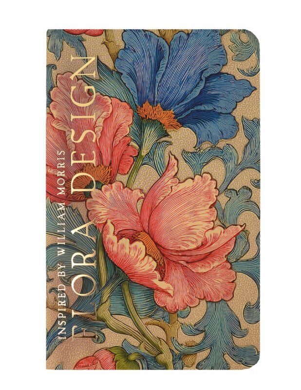 Книга для записей 130*210 32л "FLORA DESIGN. Inspired by William Morris (розовые и голубые цветы)" скрепка