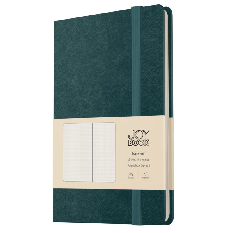 Книга для записей А5 96л кл. "Joy Book. Морской залив" иск.кожа, тонир.блок, скругл.углы, ляссе, резинка, карман на задн.форзаце