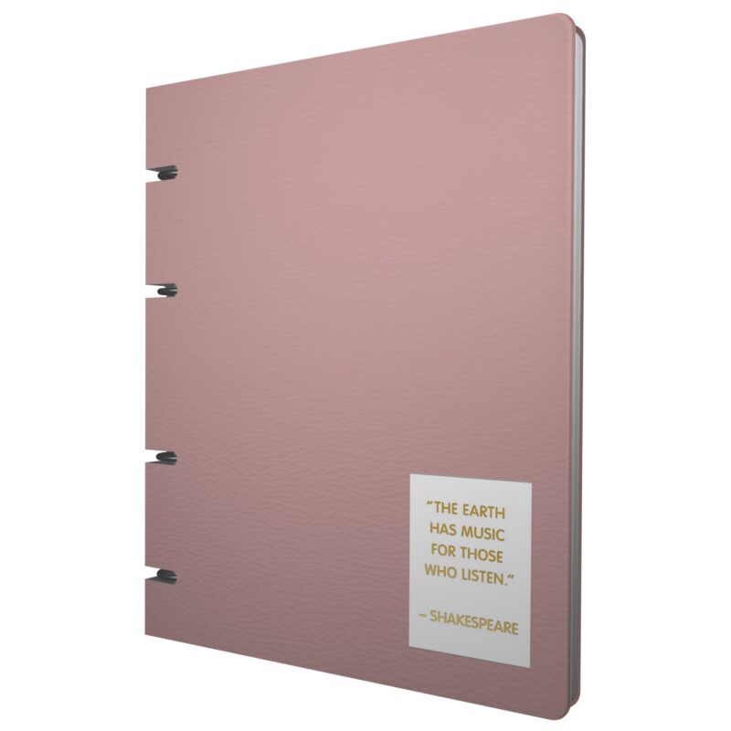 Тетрадь А4 120л кл. "NUANCES. Персик" на кольцах, смен.блок, обл. кож.зам, нашивка, инд.уп