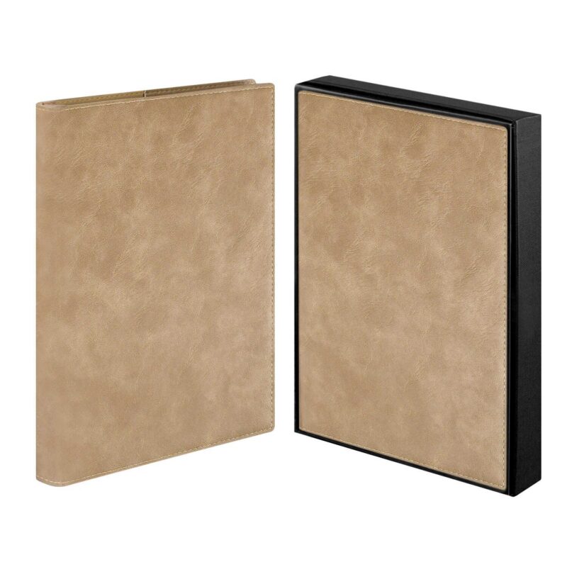 Ежедневник недат. А5+ 160л "Фланстер" бежевый, мягк.переплёт, иск.кожа, ляссе, подар.карт.коробка с ПВХ-крышкой